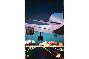 Airplane Touching Down on Airport Runway at Night Travel Cool Wall Art Print Poster 16x24