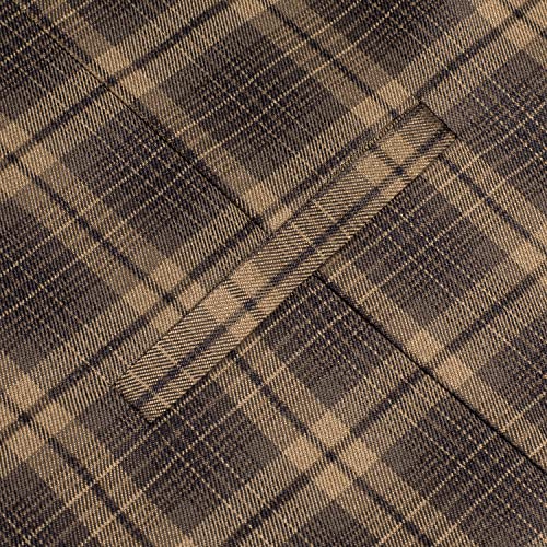 Hi-Tie Dark Brown Plaid Suit Vest for Men Formal Daily Single Tailored Collar Dress Waistcoat Sleeveless V-Neck4