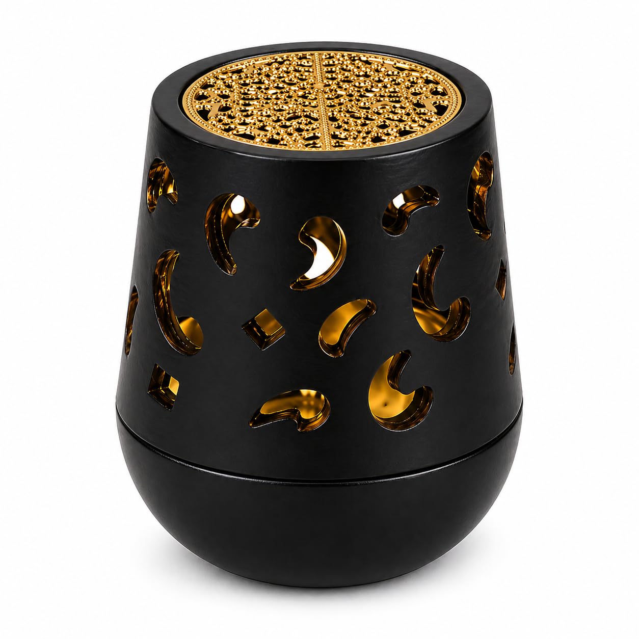 Jrose Collections Black Latte Moon Design Resin Bakhoor Burner 9Cm Incense Burner With Metal Cup Tealight Fragrance Burner Oud Chips Holder Decorative Aroma Burner Jr2606 (Black)