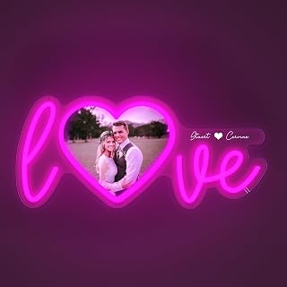 Custom Neon Signs, Personalized Dimmable Led Neon Lights Sign Neon Sign Customizable wedding sign with Photo for Wedding Birthday Party Bedroom Decor