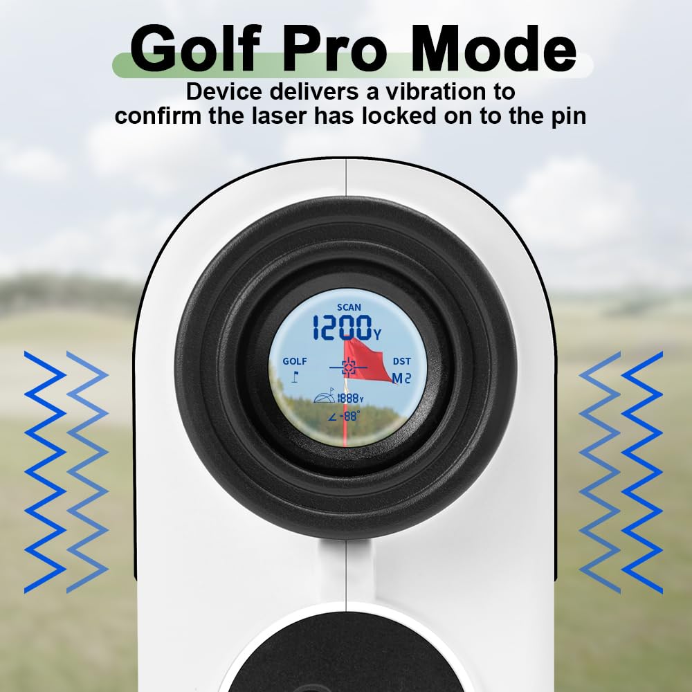 Telemetro da golf con pendenza, telemetro laser da 1200 metri per golf e caccia, ingrandimento 7x con alta precisione, vibrazione di bloccaggio del palo della bandiera, batteria ricaricabile,