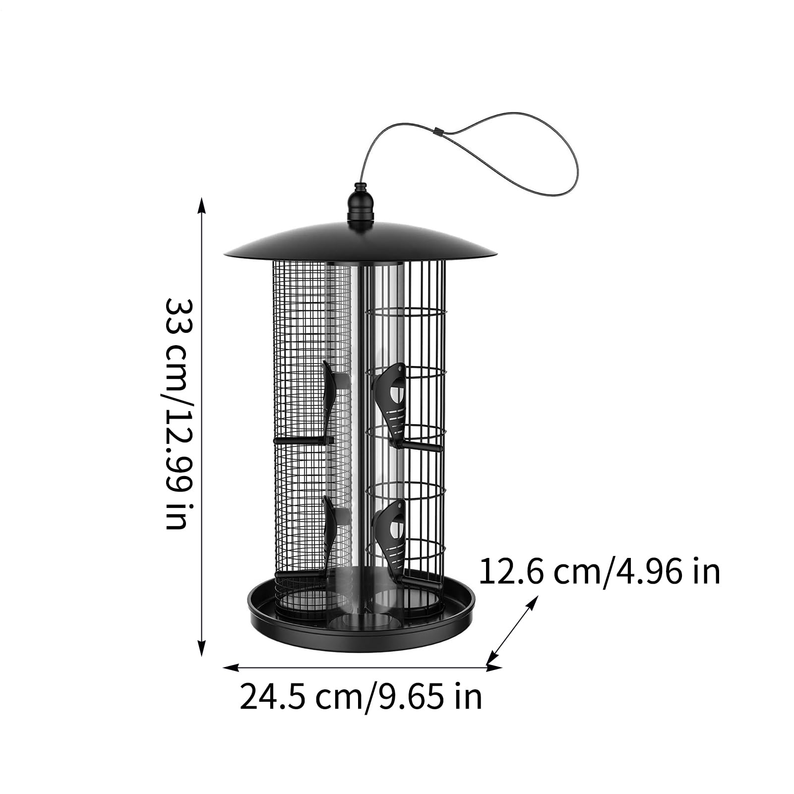 Grande Mangiatoia per Uccelli Alimentazione Triple-Tube Resistente alle