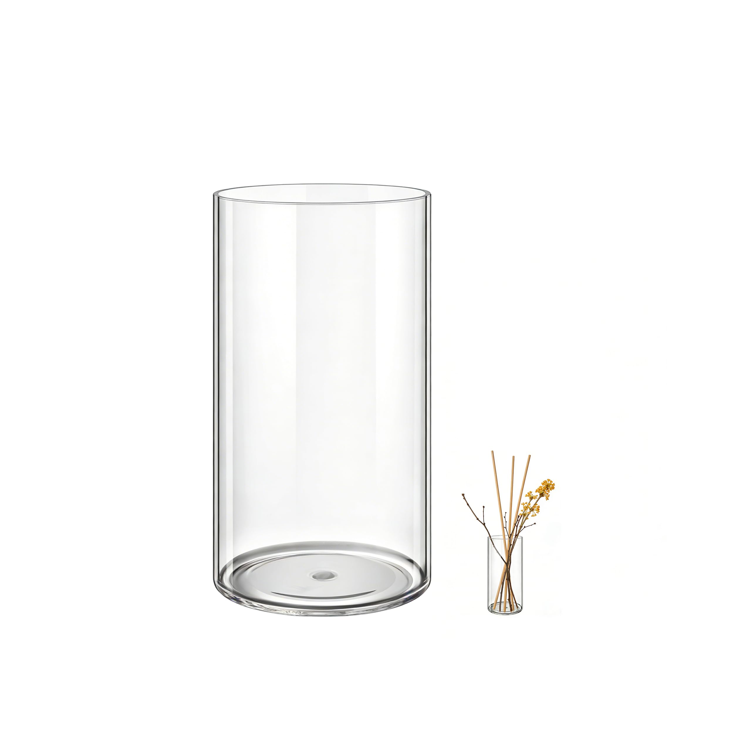 MELEJIA Clear Acrylic Vase, Unbreakable Transparent Flower Vase, Thickened Cylindrical Decorative Vases, Multi Size Options for Home Table Wedding Office Bathroom Decor-12 * 25cm