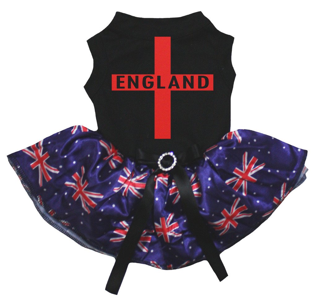 Petitebelle England Cross Puppy Dog Dress (Black/UK Flags, X-Small) — image 1