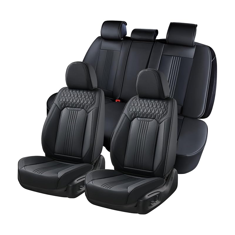 Kit de Capas para Bancos Automotivos Coverado em Couro Sintético Preto Black-A para Bancos Dianteiros e Traseiros com 5 Peças
