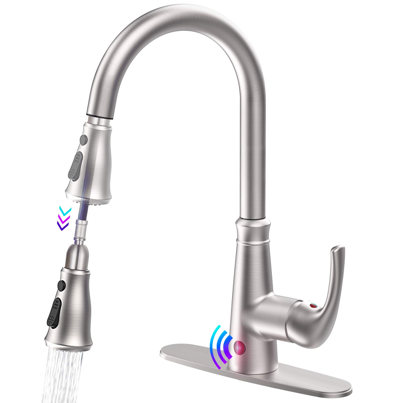 Buy Dalmo Touchless Kitchen Faucet, Brushed Nickel Motion Sensor Faucet