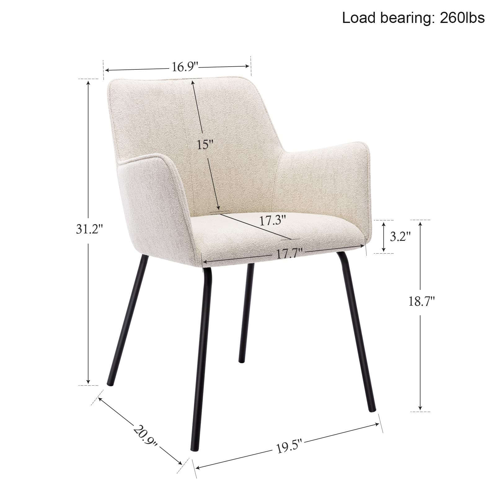 ONEVOG Classic Fabric Dining Chairs Set of 2, Kitchen & Dining Room