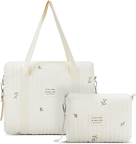 Vista 13 de Paterr Bolsa de pañales para mujer, multifunción, multitamaño, bolsa de maternidad, acolchada, de algodón, bonita, 2