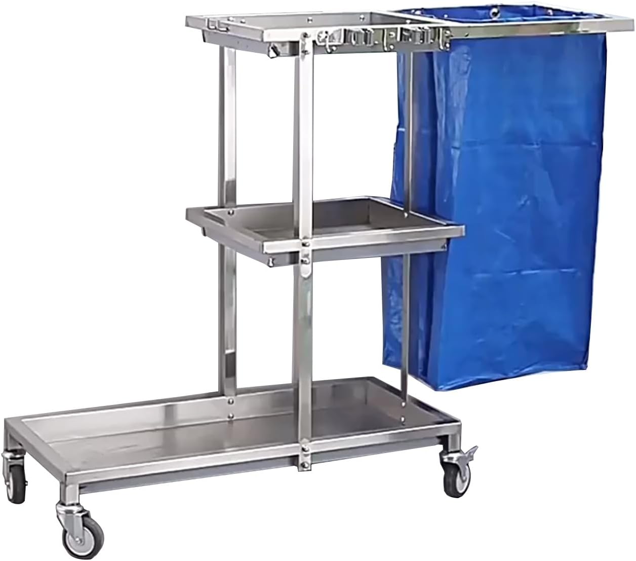 Rolling Cleaning Cart,3Shelf Commercial Janitorial Cart, Stainless