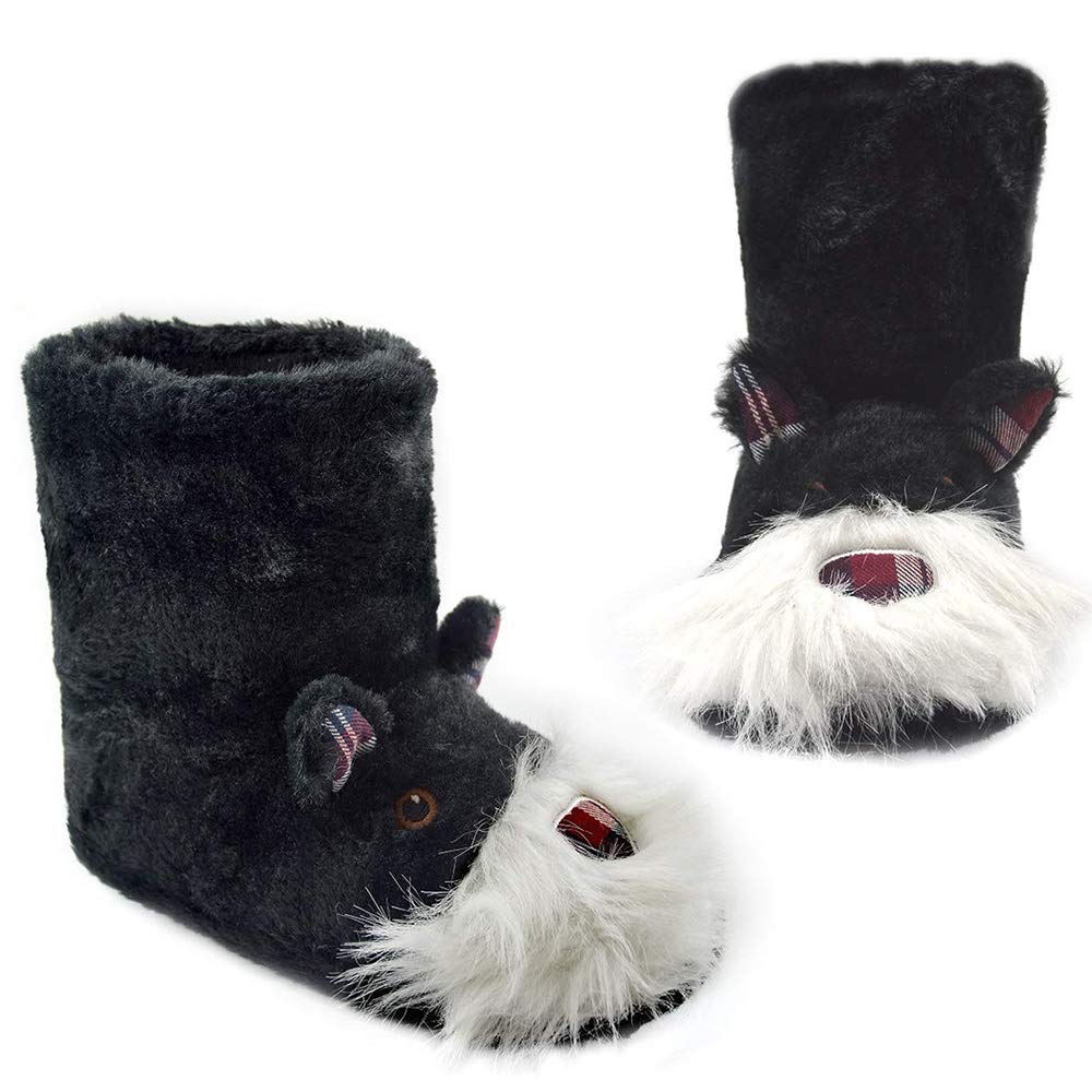 CityComfort Knitted & Novelty Booties Indoor & Outdoor Slipper Boot (5/6 UK, Scotty Boot)