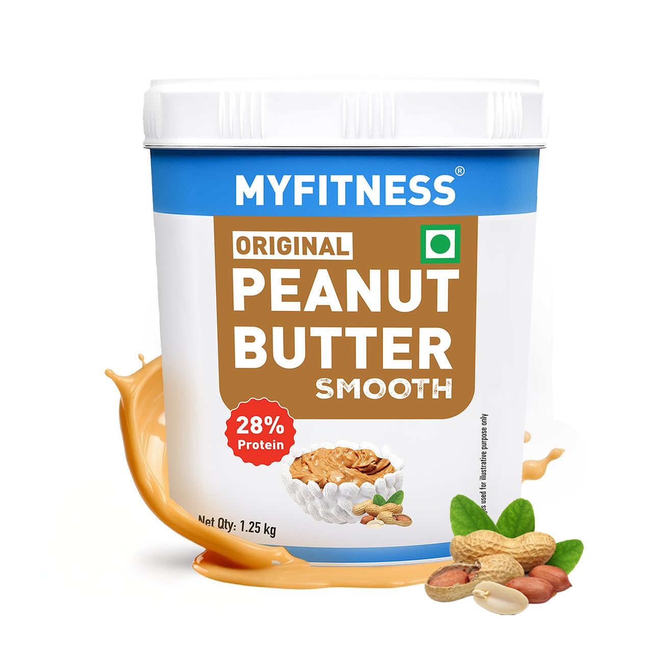 MYFITNESS Original Classic Peanut Butter Smooth 1.25kg | 21g Protein to Boost Energy | Tasty & Healthy Nut Butter Spread | Vegan | Cholesterol Free, Gluten Free | Zero Trans Fat | Peanut Butter Creamy