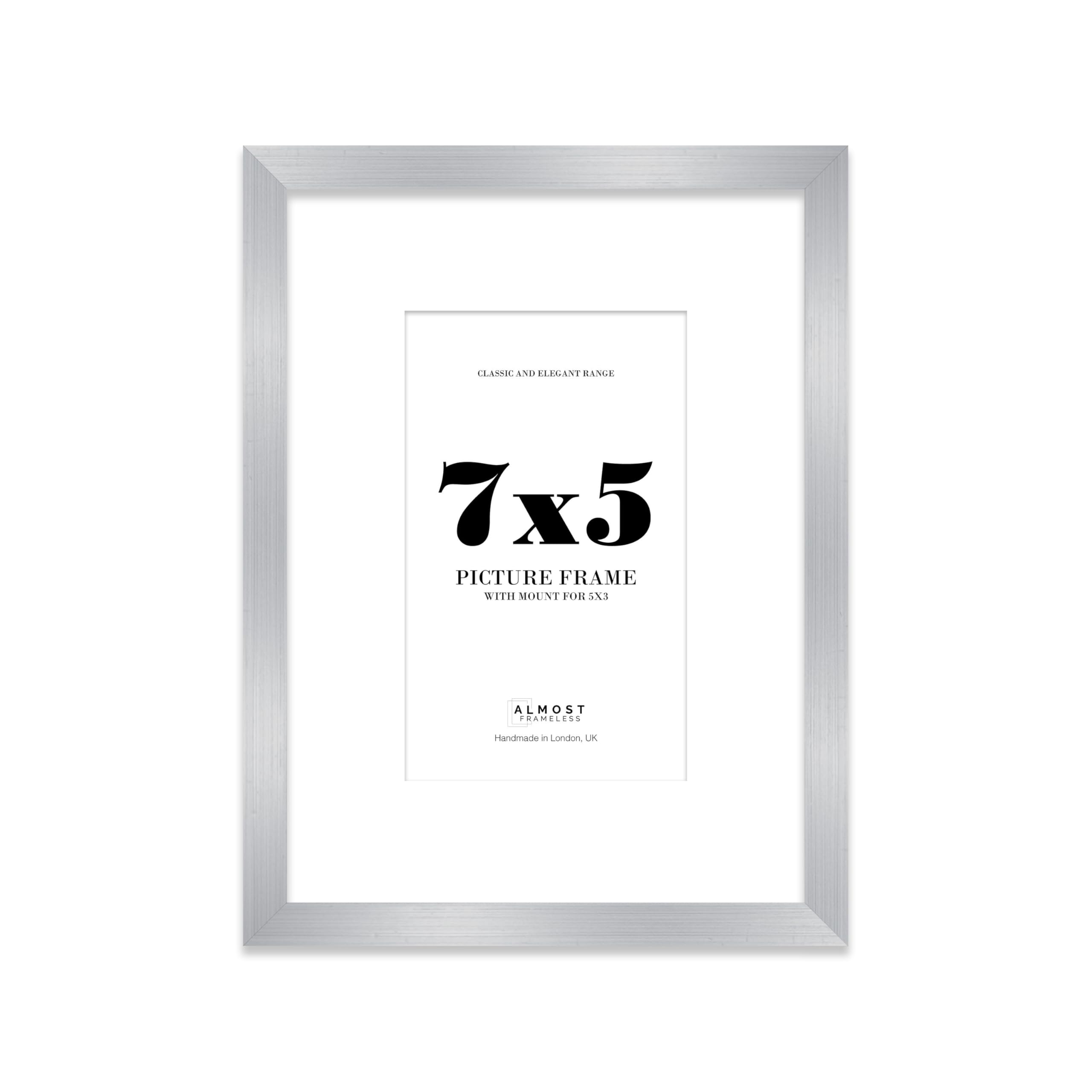 Silver Picture Frame 7x5 With 5x3 Mount for Photos - Wall & Table Display, Landscape or Portrait, 1 Pack