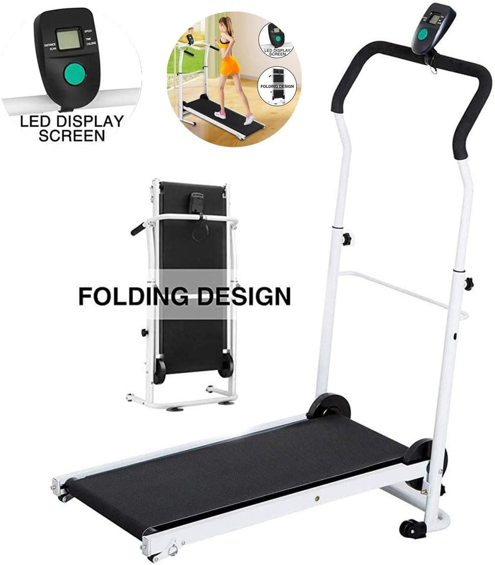 WEHOLY Mini Treadmills for, Folding Mechanical Treadmills Manual Fitness Equipment Cardio Walking Machine Indoor Aerobics Incline Fitness Adjustable Height Slope Adjustment Gym Workout