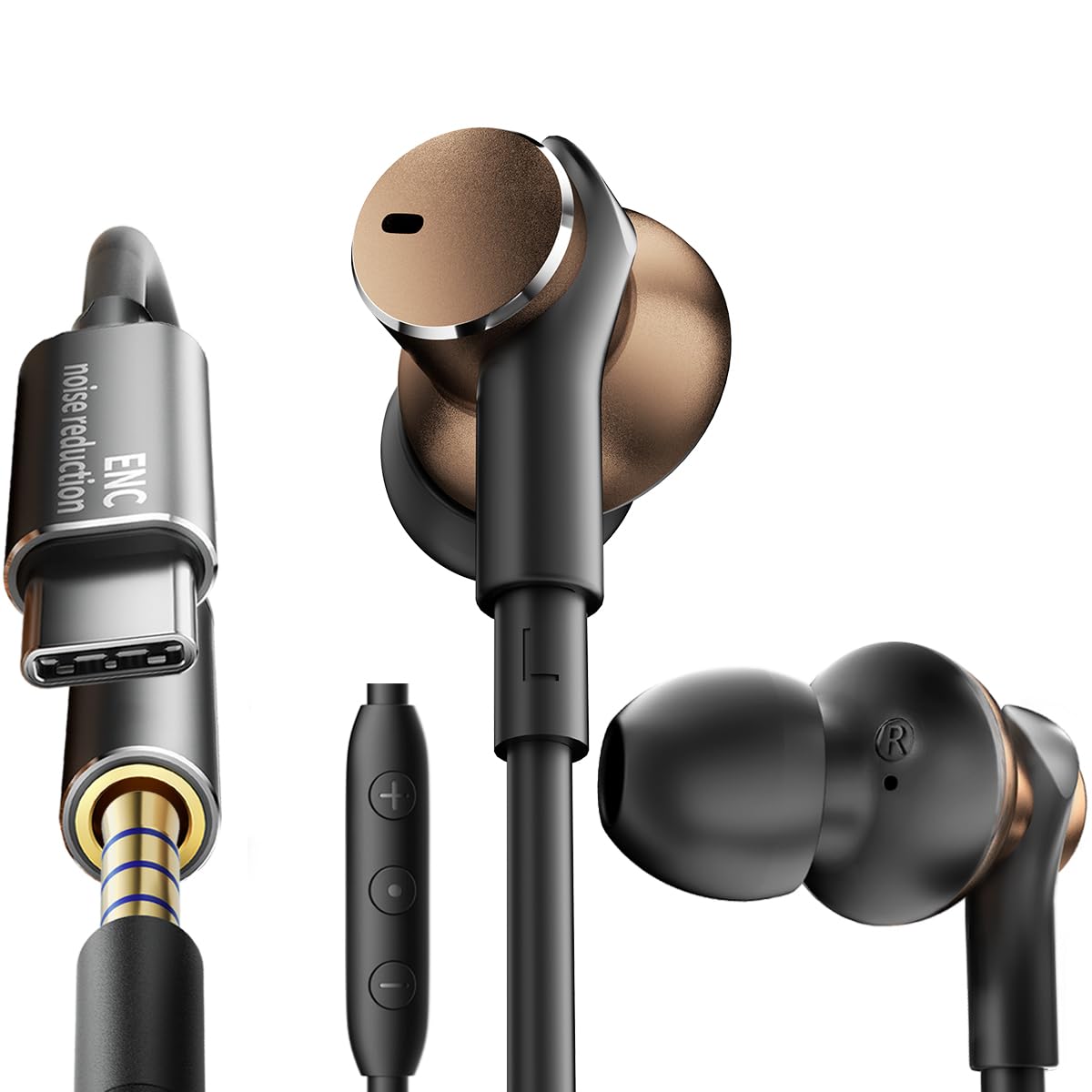 Auriculares intraurales dinámicos equilibrados de graves profundos, cancelación de ruido, auriculares con cable con doble controlador, aislamiento de ruido, llamada clara y audio de alta resolución