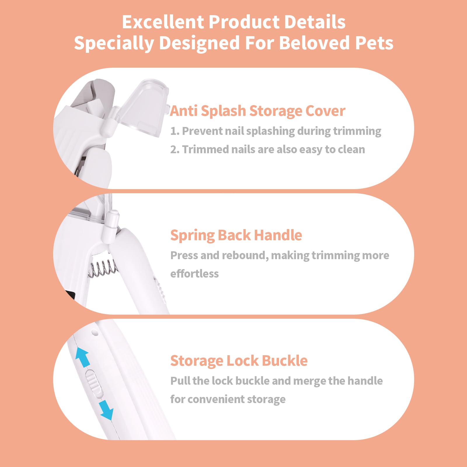 Cortadora de uñas 2 en 1 para perros y amoladora de uñas para perros con 2 luces LED, funcionamiento de bajo ruido, recargable por USB, dispositivo de protección contra salpicaduras, múltiples métodos