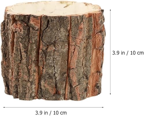 Miniatura 7 de 2 cubos de flores de corteza para plantas, macetas pequeñas para plantas, macetas de barril de madera al aire libre, cubo de madera, macetas de