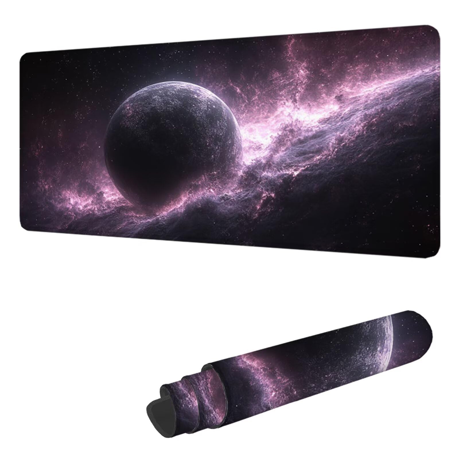 Liliowa podkładka pod mysz XXL 1200 x 600 mm, gwiaździste niebo, duża, ze zszytymi krawędziami, gamingowa podkładka pod mysz z ulepszoną precyzją i prędkością, podkładka pod mysz XXL do komputera