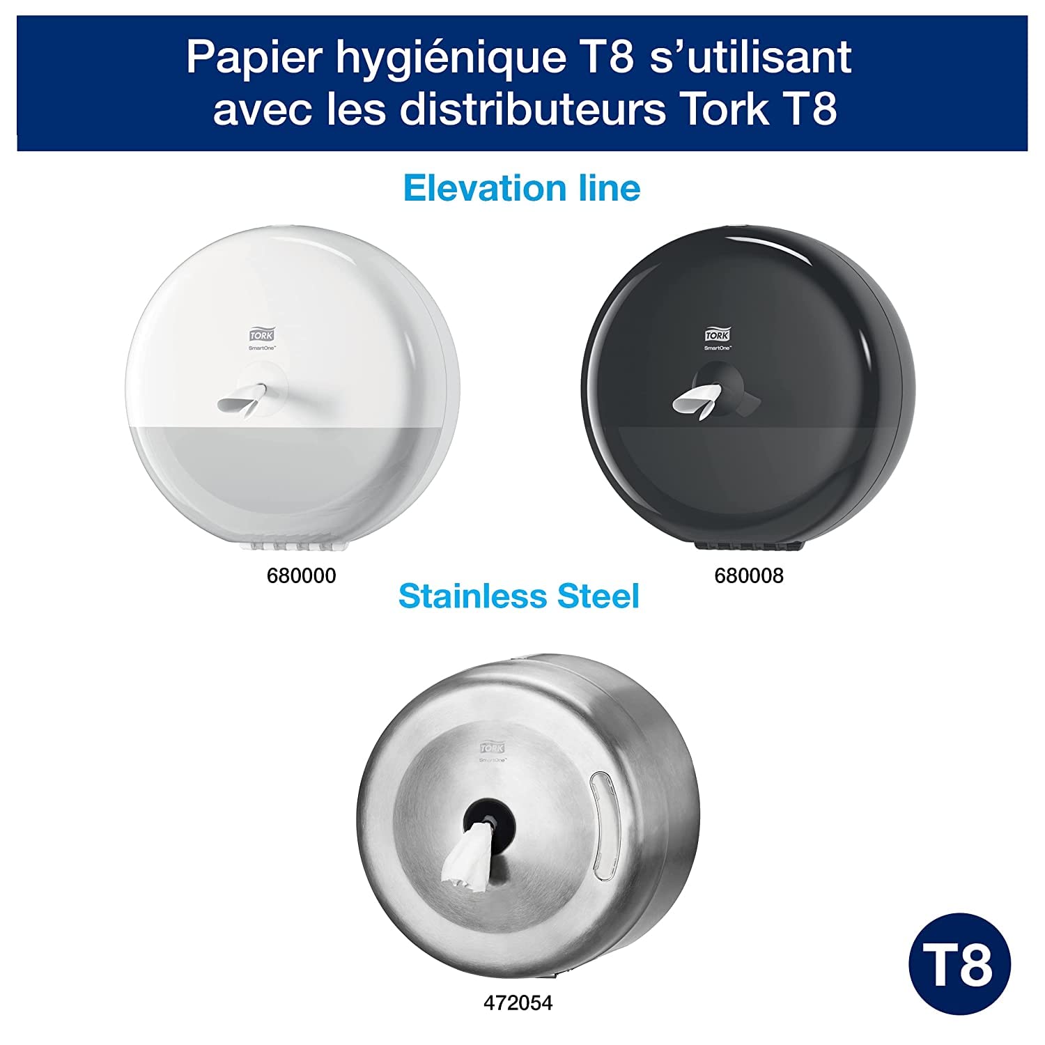 Tork SmartOne Papier toilette rouleau blanc T8, Advanced, 2 plis, 6 x 1 150 feuilles, 472242