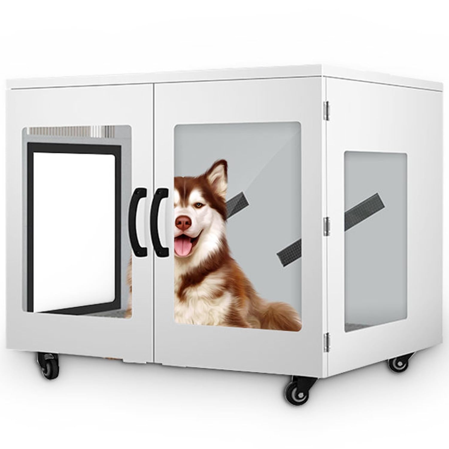 Qiang Caja Secadora Automática para Mascotas para Gatos Y Perros,Secador De Pelo para Perros Ultra Silencioso,Control Inteligente De Tiempo/Velocidad Viento,Secado De Cuerpo Completo 360°