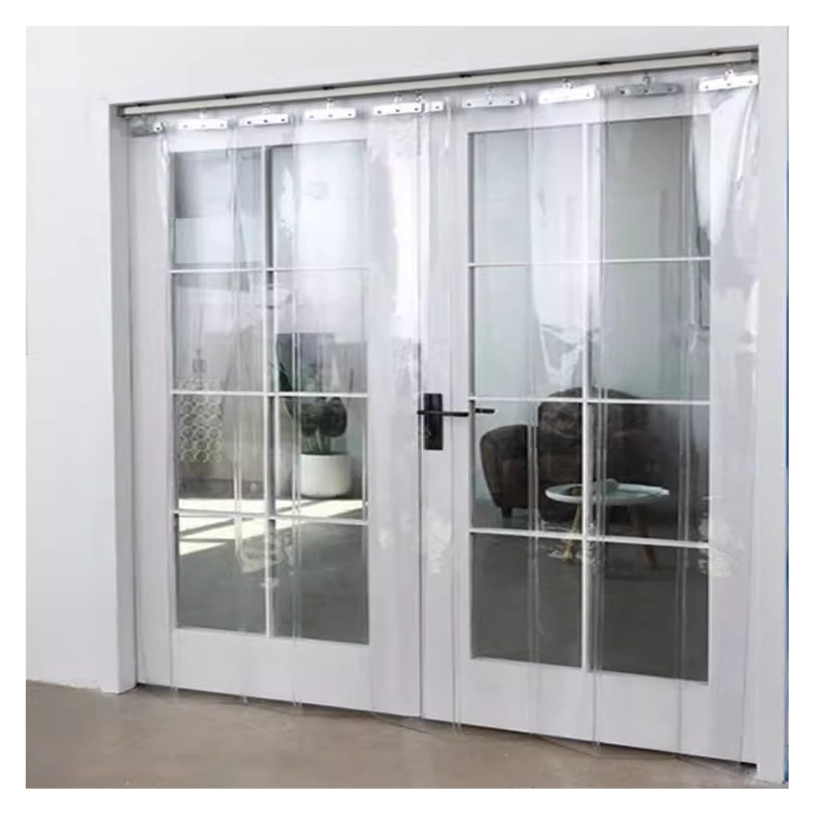 aygzb Hanging Sliding Folding Warehouse Door Strips Curtain Folding PVC Strip Curtain Sliding Door Strips Curtain Suitable for Dustproofing Storage Rooms(2.15x2.5m)