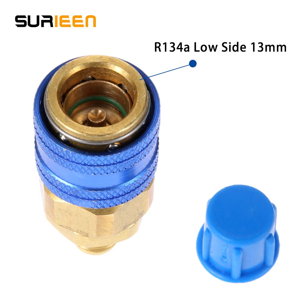 Tuyau de recharge réfrigérant A/C R134A avec jauge et port de climatisation pour robinet et valve adaptateur R134A à basse pression et adaptateur de conversion R12 vers R134a