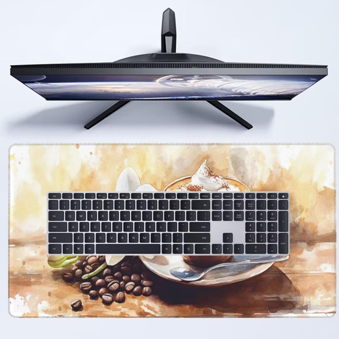 Alfombrilla Ratón XXL 1000 x 500 mm, Café Alfombrilla de Ratón con Base de Goma Antideslizante, Alfombrilla Escritorio Impermeable Alfombrilla Ratón Desk Mat, Mouse Pad para Gamers, Oficina Flor gq321