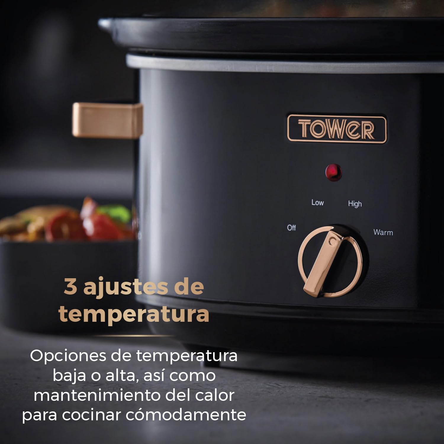 Tower T16019RG Olla de Cocción Lenta Infinity 6.5L 270W Negro Rosa Oro