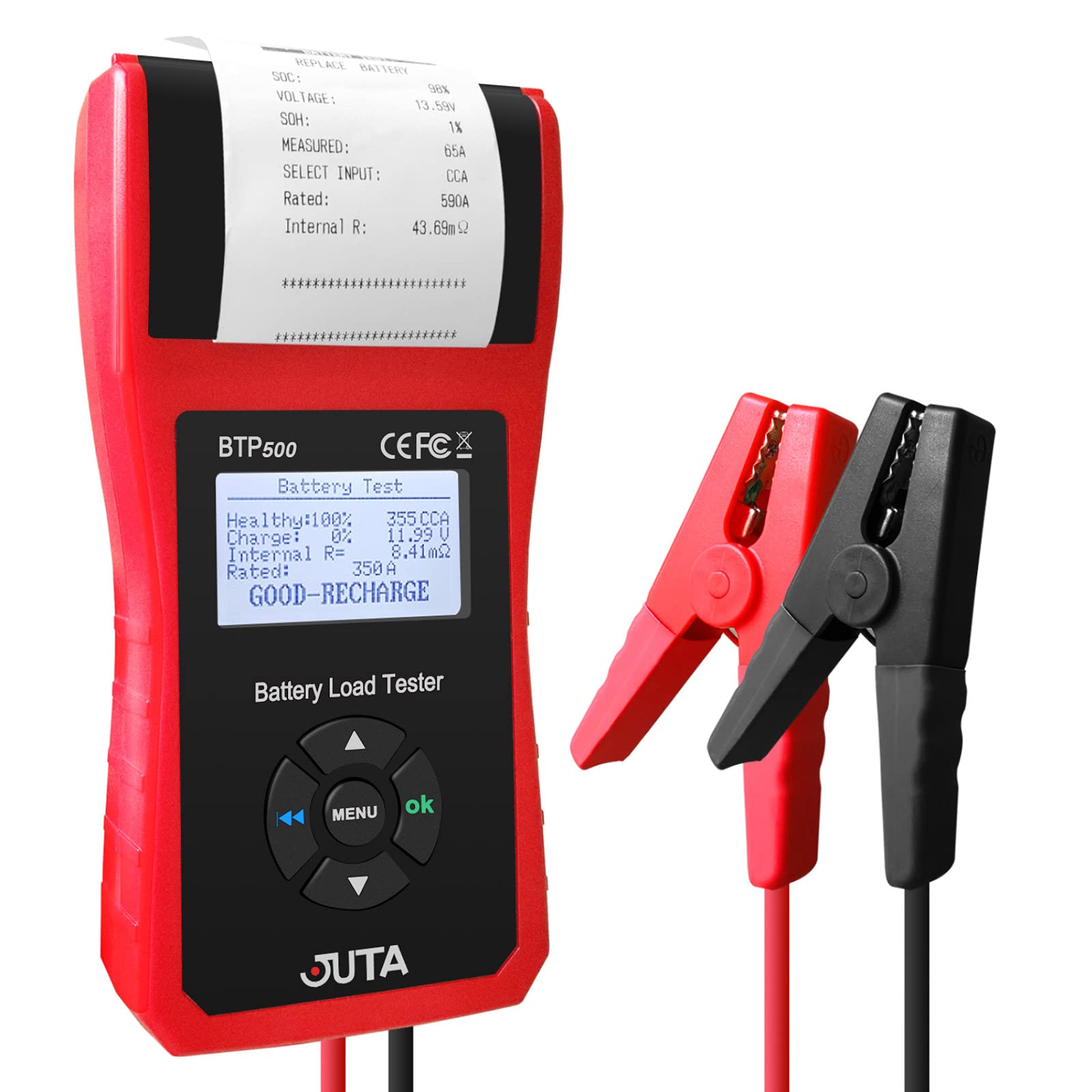 JUTA BTP500 Car Battery Load Tester,12V/24V Cranking Charging System Analyzer with Printer