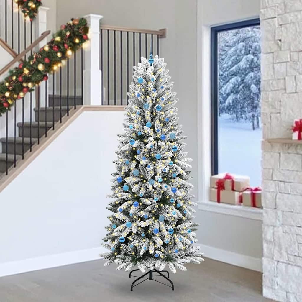 Árbol de Navidad de 240 cm con ramas plegables y luces LED GeenYuu para una decoración rápida