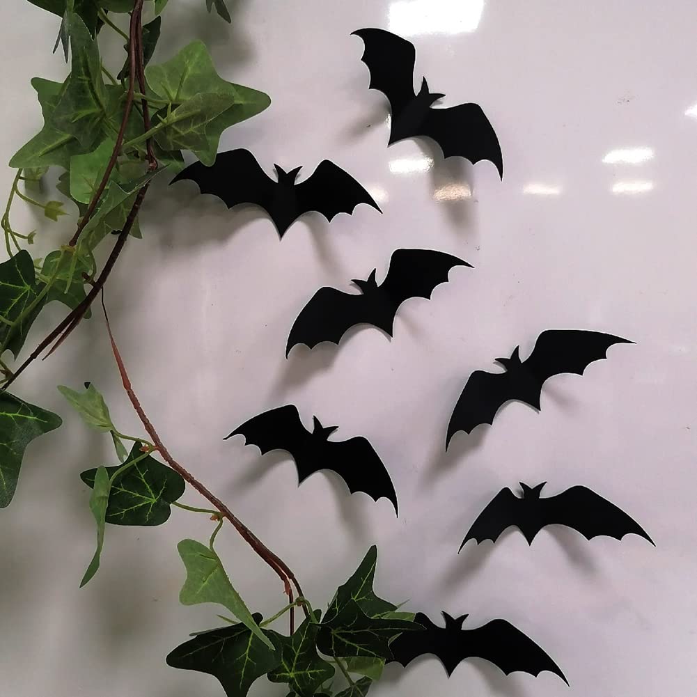 120 Stück Wiederverwendbare 3D-Fledermaus-Aufkleber Für Halloween | Grusel-Deko Für Fenster, Wände & Partys
