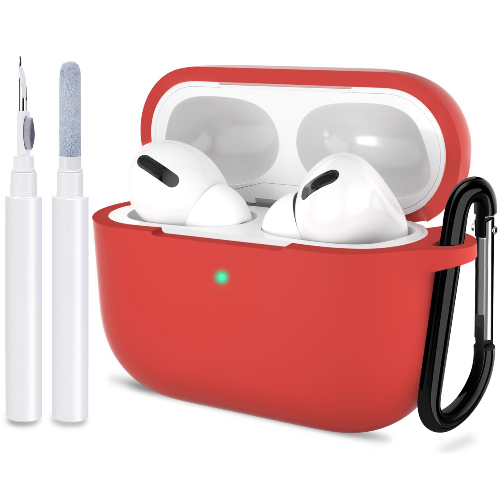 ATUAT for AirPods Pro 2nd Generation Case Cover, Protective Silicone Skin Accessories with Keychain for Women Men for Apple AirPods Pro Gen 2(2022), Front LED Visible-Red