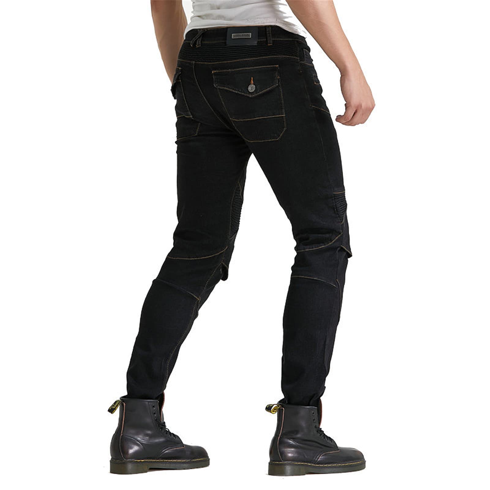 BEDSETS Uomo Moto Biker Jeans Pantaloni da Moto Impermeabili Rinforzato Protezione Jeans in denim per motociclismo con armatura e 4 ginocchiere (Nero,M)