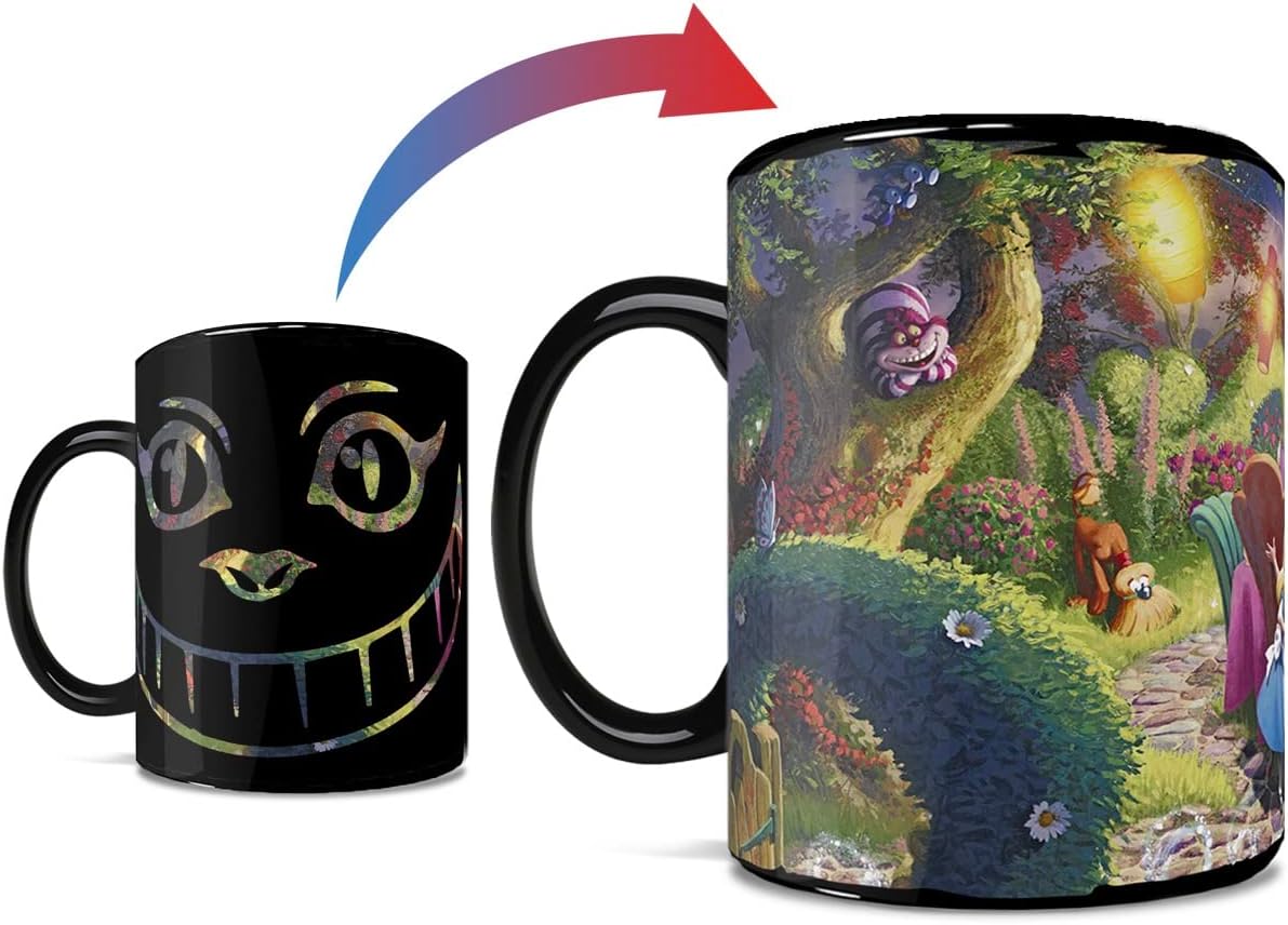 Morphing Mugs Disney – Alice in Wonderland – Cheshire Cat and the Mad Hatter’s Tea Party - One 16 oz Heat Sensitive Clue Mug – Full Image Revealed When HOT Liquid Is Added MMUGC1441