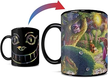 Morphing Mugs Disney Alice Wonderland Cheshire Cat Mad Hatters Tea 16 oz | Heat changing ceramic mug | Hidden design reveal | Home, office or travel use