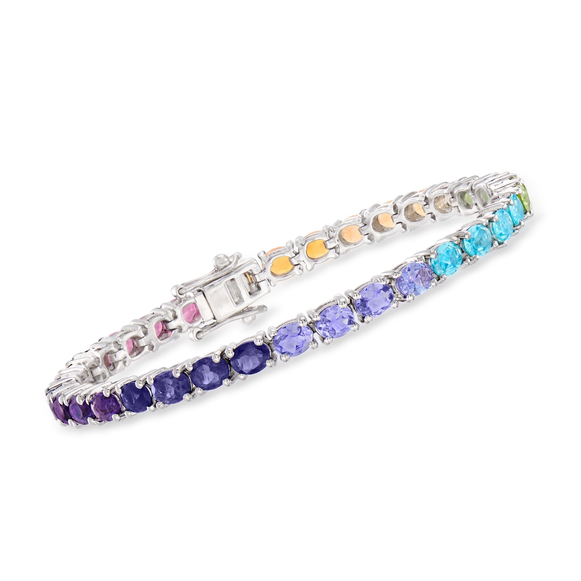 Ross-Simons Fire Opal and 10.50 ct. t.w. Multi-Gemstone Tennis Bracelet in Sterling Silver