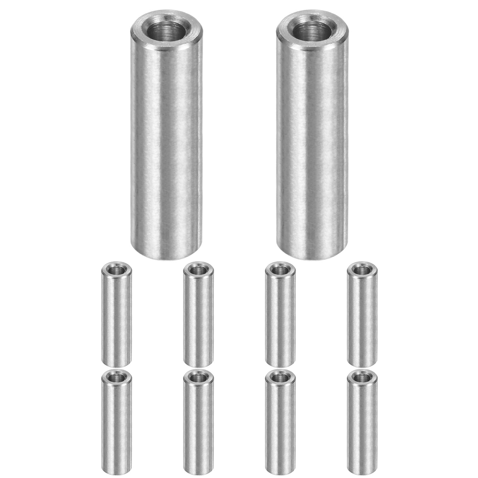 M METERXITY 10PCS M3 304 Stainless Steel Spacers 3mm ID x 6mm OD x 20mm l Metal Screw Standoff Bushing Plain Finish Round Spacer 304 Stainless Steel for Screws Bolts Silver