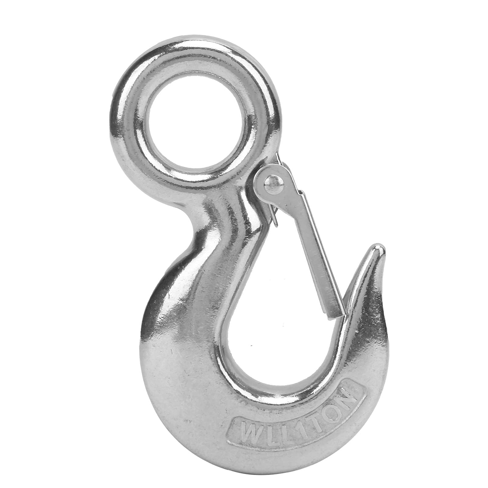 3 pezzi Gancio a Slittamento per Occhi con Chiusura di Sicurezza, Gancio a Slittamento in Acciaio Inox per Sollevamento con Occhielli, Gancio a Slittamento Lucido di Grado Marittim (1T)