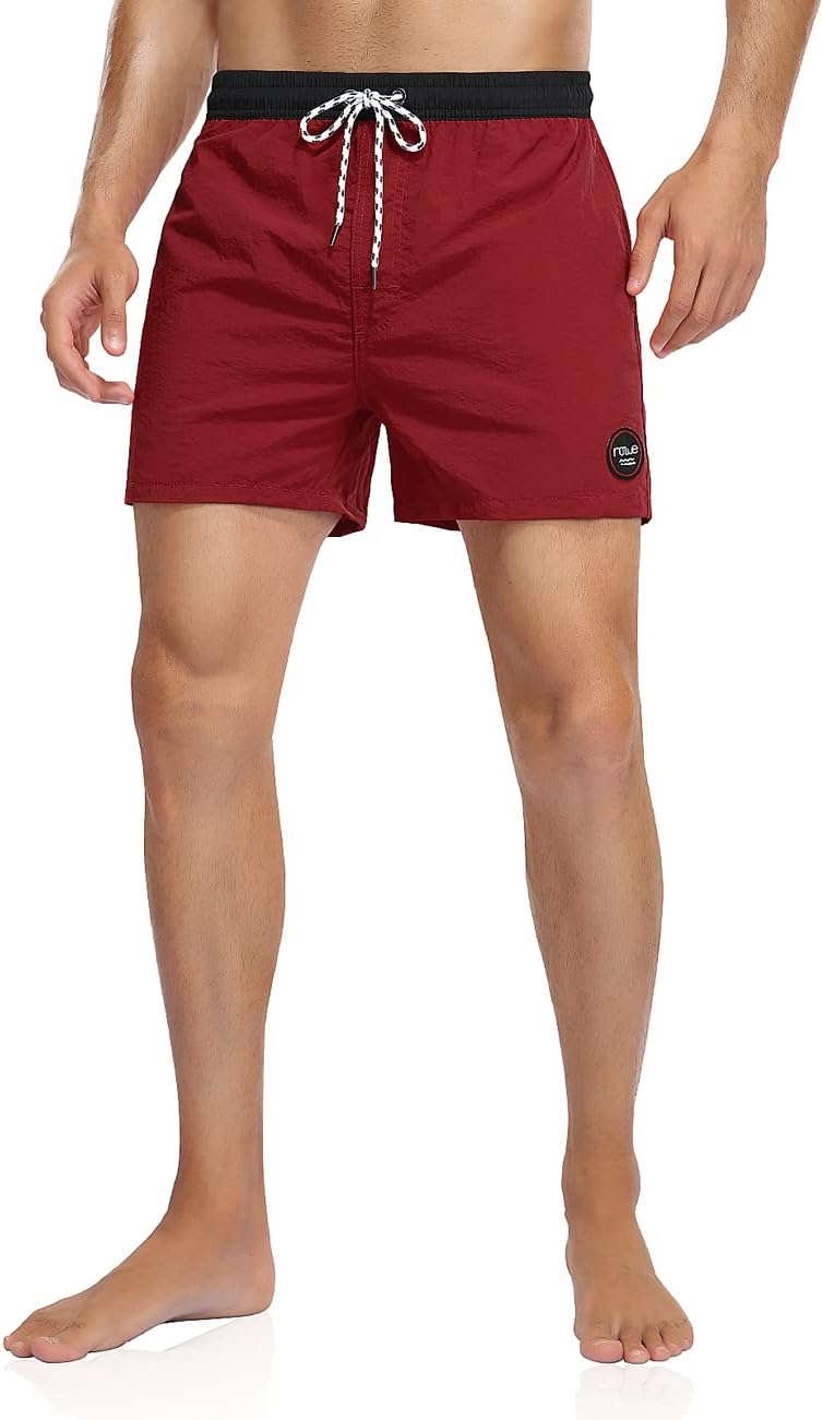 Nonwe Men's Swim Trunks with Mesh Lining and Pockets Quick Dry Bathing Suits