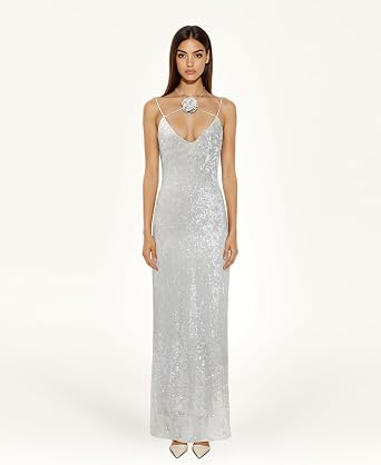 JW PEI Women's Heisey Sequinned Rosette Maxi Dress