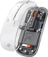 Vista 1 de Elegante mouse inalámbrico magnético transparente, conectividad de 3 modos (Bluetooth dual + USB), ajuste DPI y acceso de escritorio con una tecla