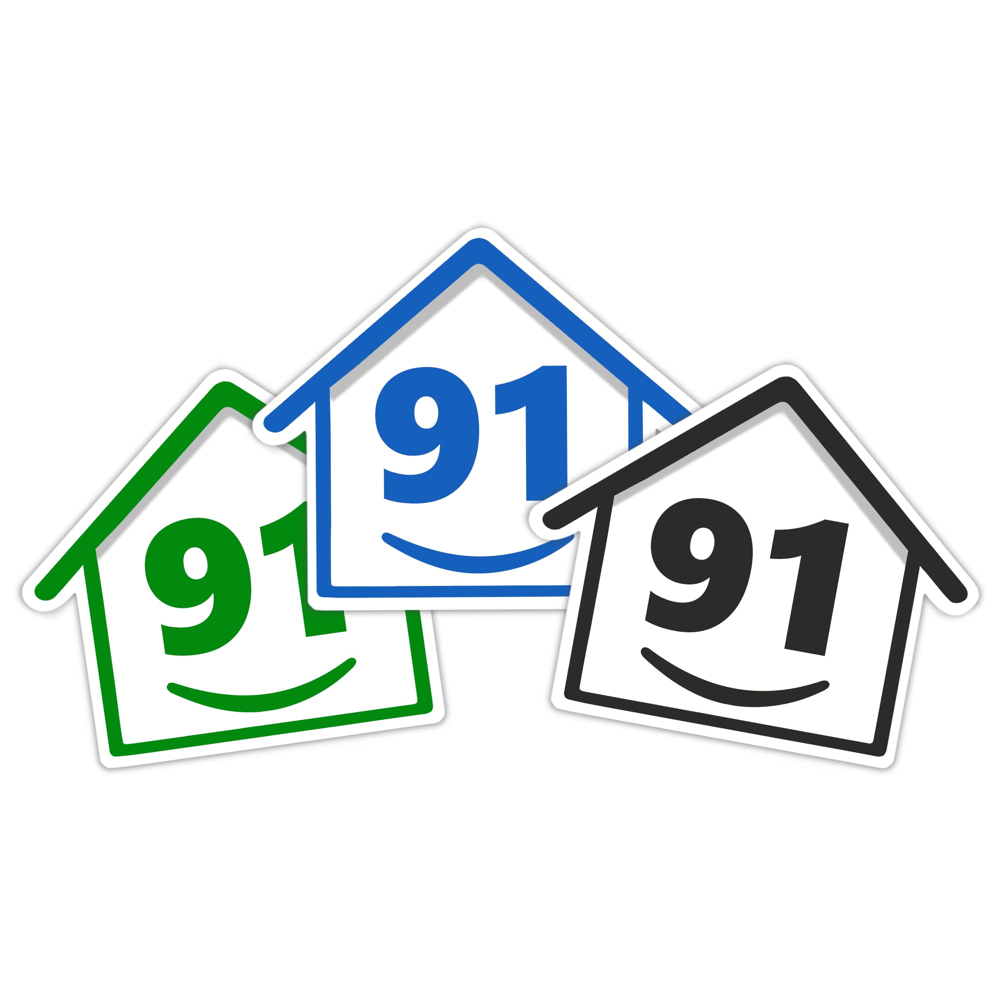 3 x Bin Numbers for Wheelie Bins, 1-99, 15cm ‘Happy House’ Colour Design Dustbin Stickers, Easy Application Stick On Number Stickers - Weatherproof Self Adhesive Vinyl – Blue, Black and Green (14) — view 17