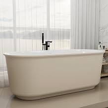 67" Acrylic Freestanding Bathtub, Free Standing Clawfoot Tub, Soaking Tub with Integrated Slotted Overflow, Toe-Tap Chrome Drain, cUPC Certified, Matte Black