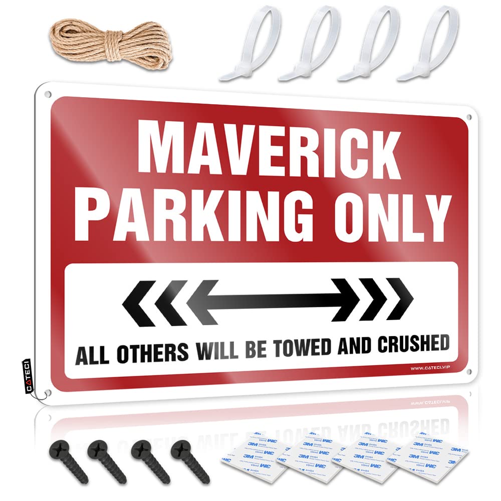 KRAZMURONGD Decaor Sign Maverick Parking Only Tin Sign Vintage Signs Metal Funny Outdoor Signs(20X30CM)