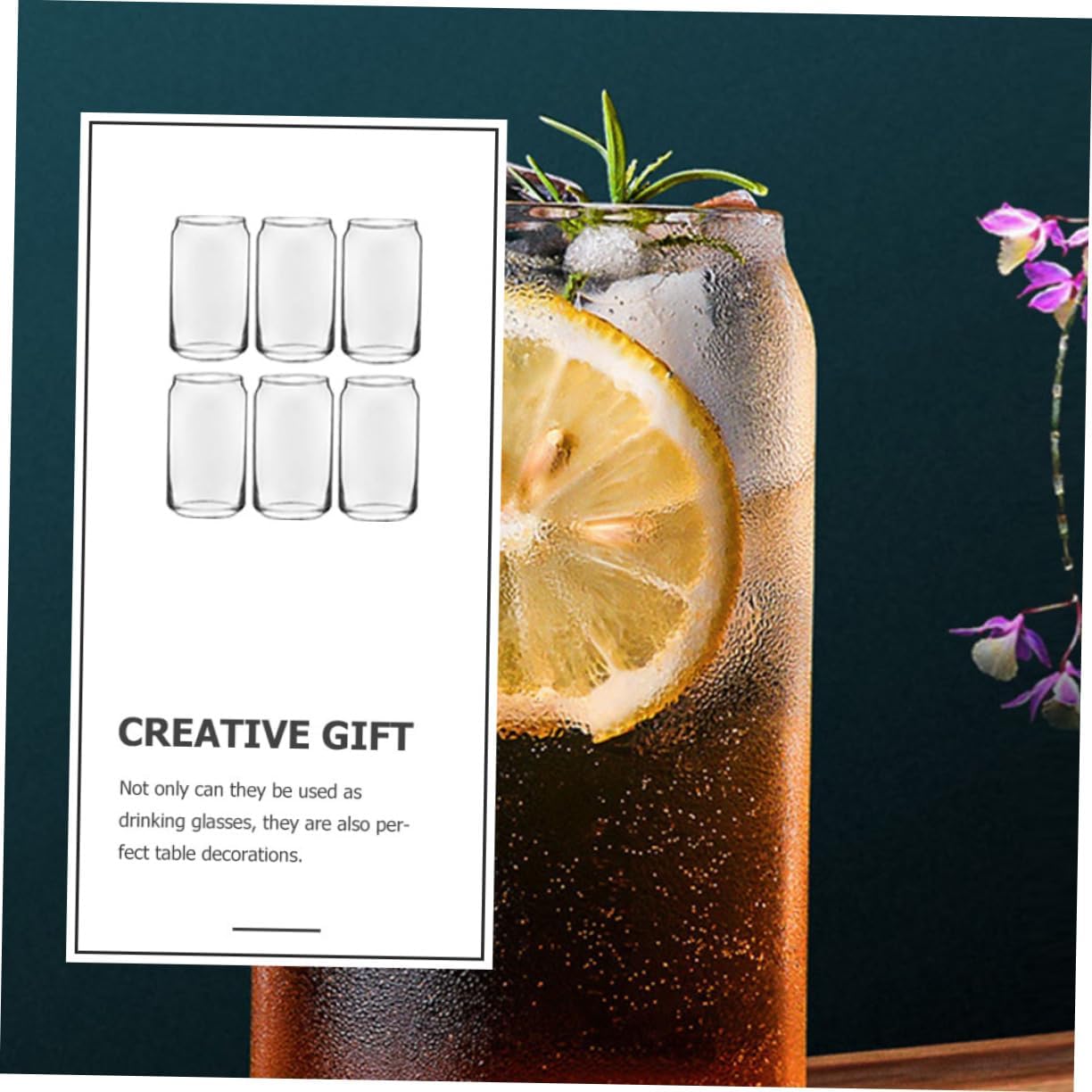 ABOOFAN 6 Pack Glass Cup Cold Drink Cups Decorative Beer Glasses for Party Tumbler Cups Ring-pull Can Shape