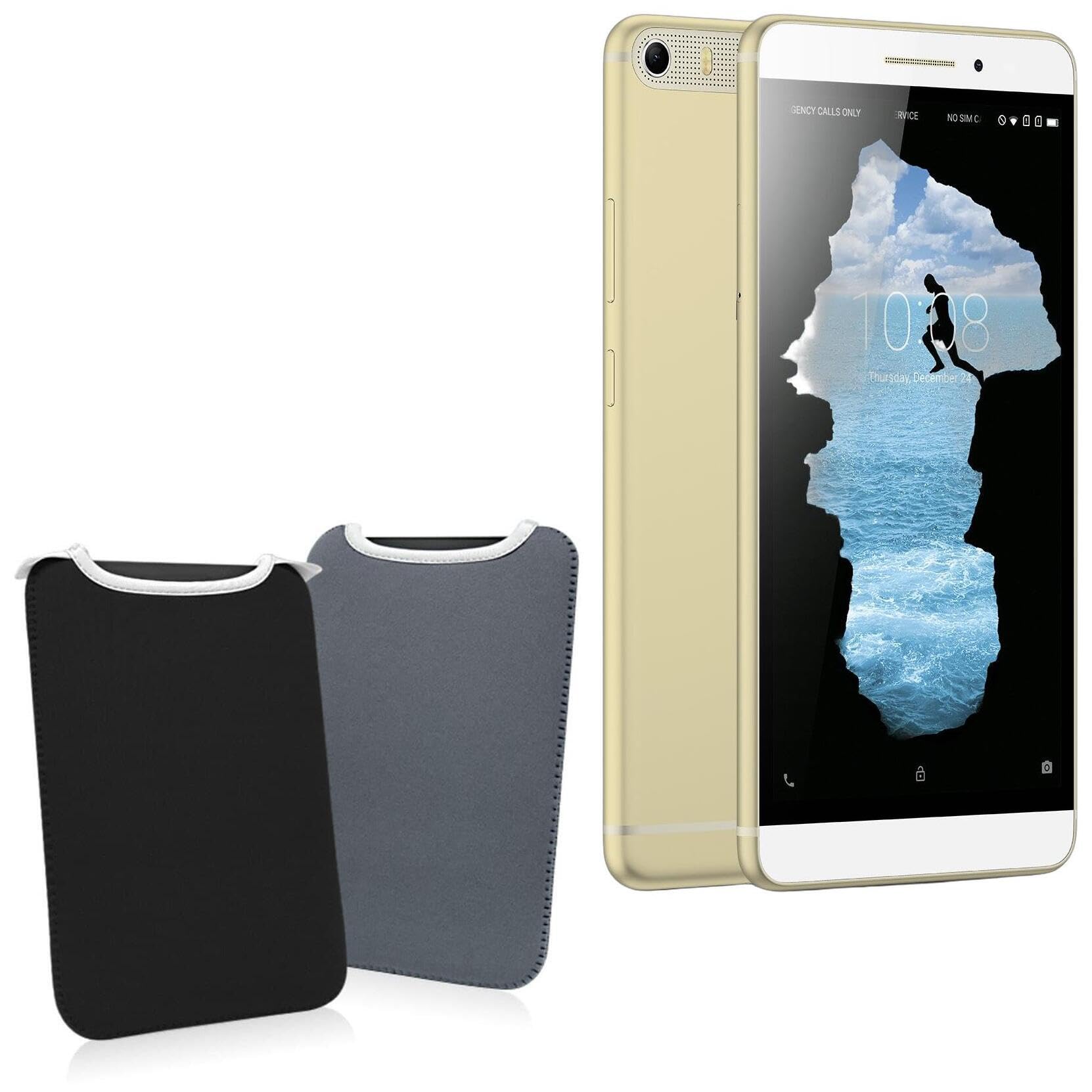 BoxWave Case Compatible with Lenovo PHAB Plus - SlipSuit, Soft Slim Neoprene Pouch Protective Case Cover - Jet Black/Charcoal Grey (Reversible)