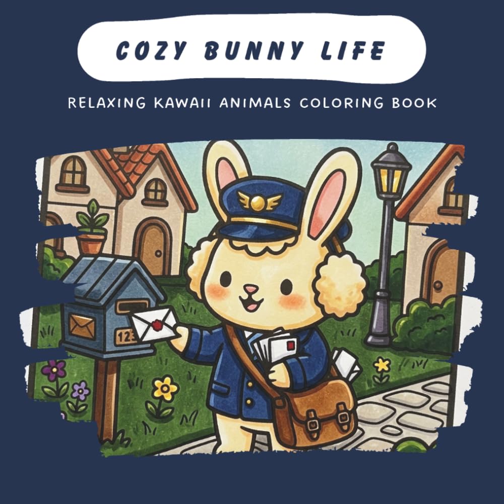 Cozy Bunny Life: Relaxing Kawaii Animals Coloring Book Bunny Adventures