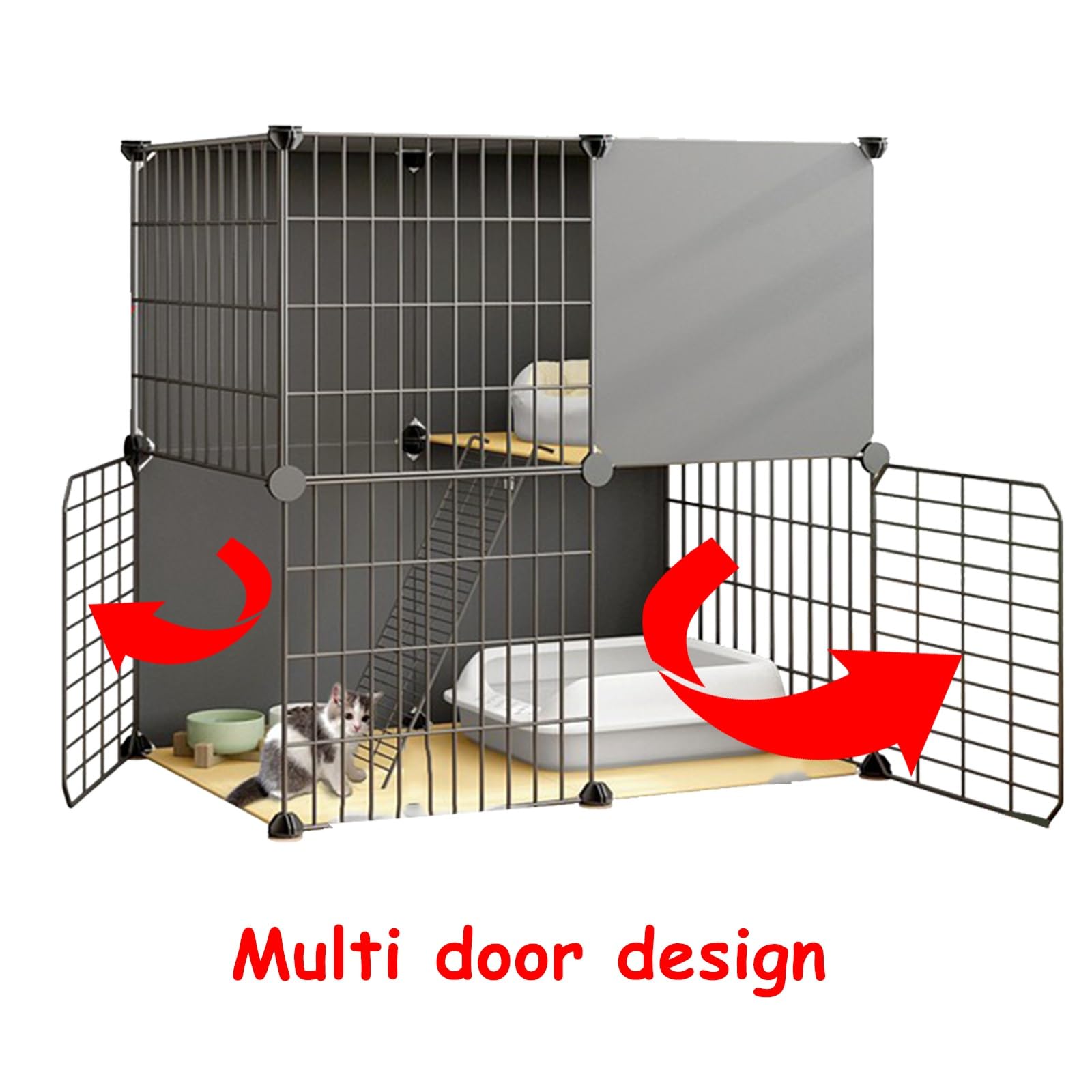 Gabbia per Gatti Fai-da-Te Gabbia per Gatti in Metallo Multistrato per Interni di Grandi Dimensioni Facile da Montare, Adatta per Piccoli Conigli, Gatti, Cuccioli, Gabbie per Cani, Piccoli a