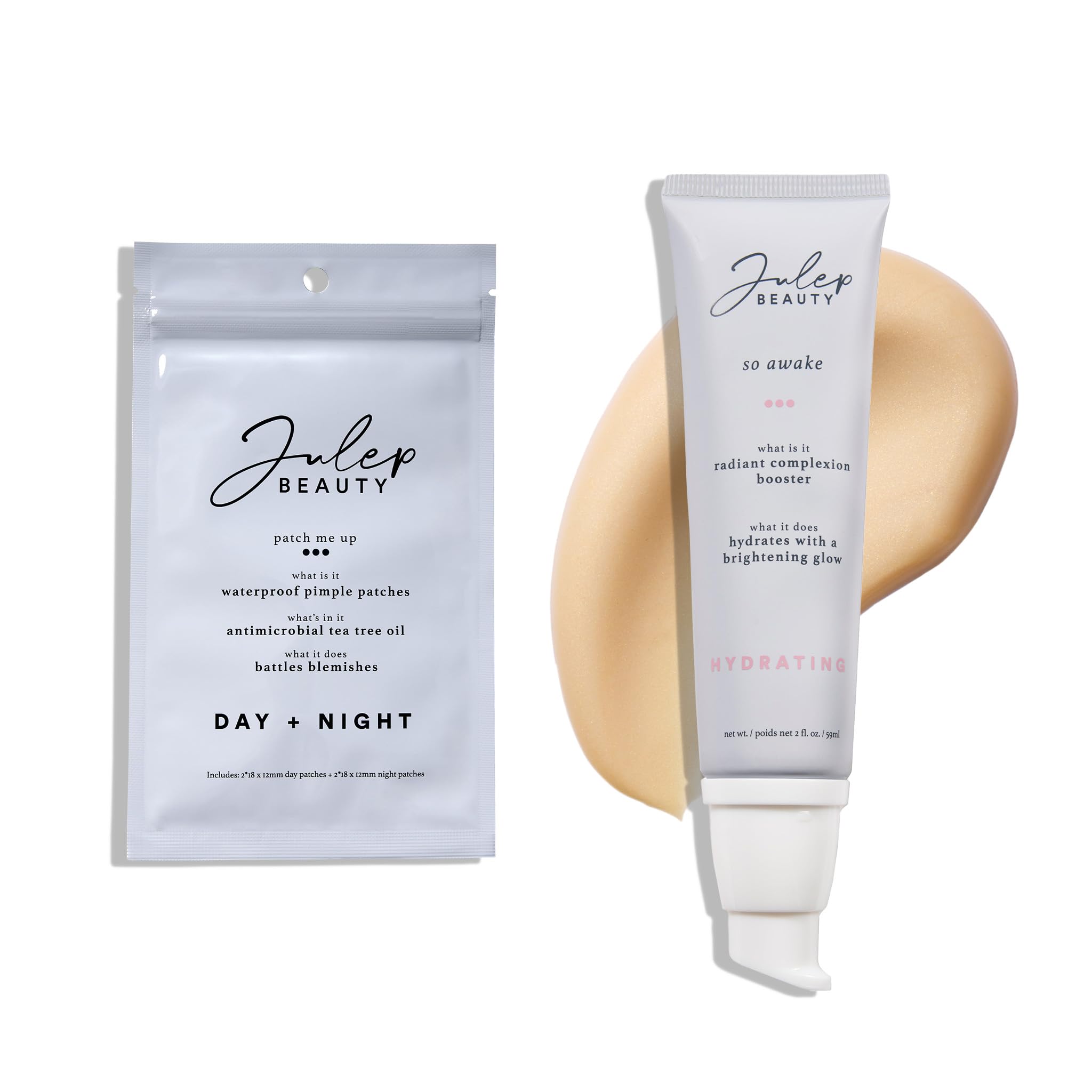 Julep Skincare Bundle So Awake Snail Mucin Radiant Complexion Booster Moisturizer Patch Me Up Waterproof Pimple Patches 72