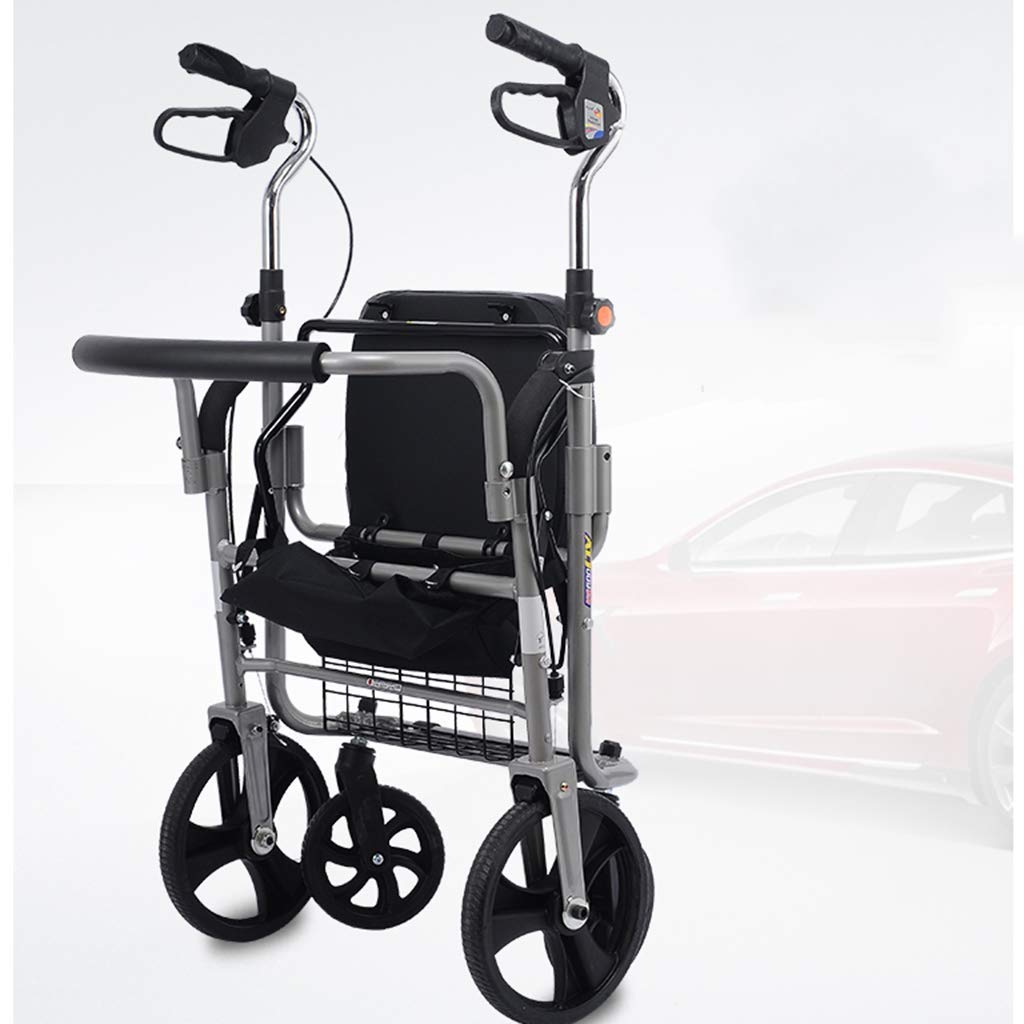 Chodziki dla seniorów Rollator Lekka składana rama chodzika z siedzeniem z hamulcami Koszyk na zakupy Regulowana wysokość Uchwyty Wózek do chodzenia Wózek do poruszania się Pomoc do chodzenia Chodzik