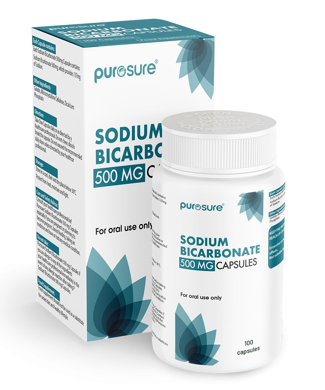 Purosure Sodium Bicarbonate 500mg Capsules - Pack of 100